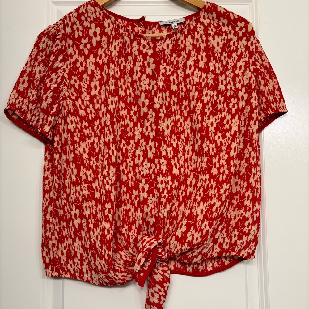 Madewell Floral tie shirt
